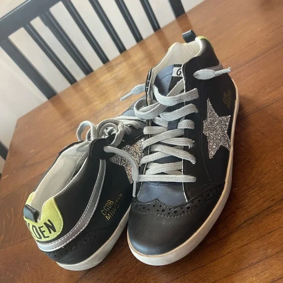 Golden Goose Black and Silver Glitter Sneakers - Picture 1 of 8